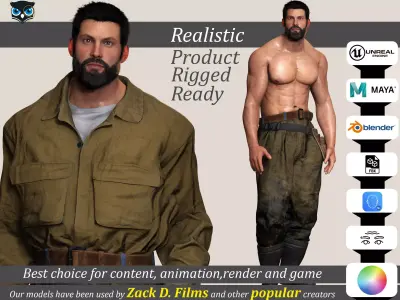 Rick Military Mechanic Game-Ready Repairman Character Low-poly 3D model