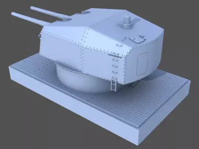 Bismarck 15cm turret 01 - Personal license - 1-72 scale 3D print model