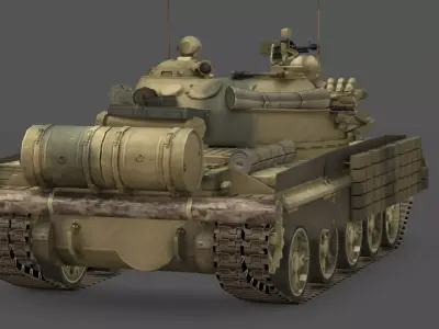  T-62MV Main Battle Tank 3D Model Soviet Cold War Modernized Low-poly 3D model