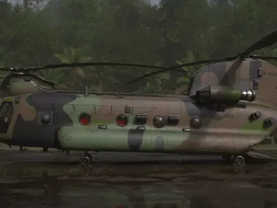 Chinook Helicopter Low-poly 3D model