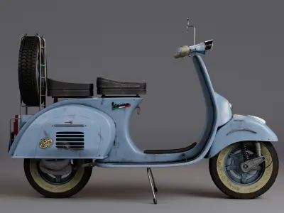 Realistic Old Vespa Model 3D Model 3D model