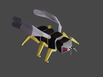 Low-Poly Yellow Jacket Wasp or Honey bee Low-poly 3D model