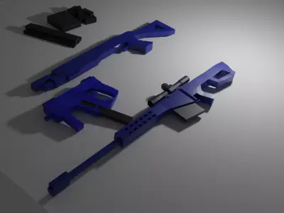 Low Poly Gun Set - Sniper - Pistol - SMG - Shotgun Free low-poly 3D model