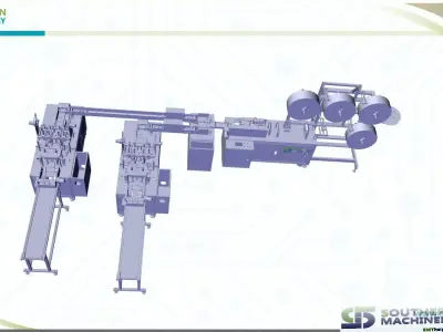 Flat Type Disposable Nonwoven Face Mask Machine 3D model