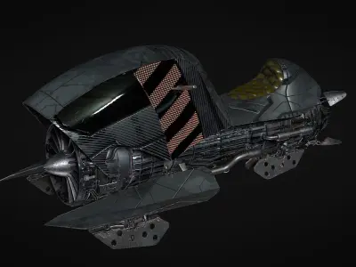 JetBike spacecraft with stripe Low-poly 3D model