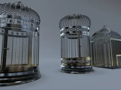 Bird cage Collection Low-poly 3D model purchase
