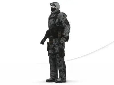 Modern Military Soldier 3D Model GameReady Rigged Low-poly 3D model