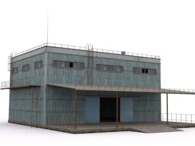 Hangar military building Low-poly 3D model