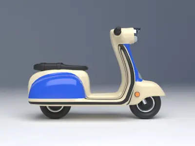 Classic Illustration Motorcycle Scooter Low-poly 3D model