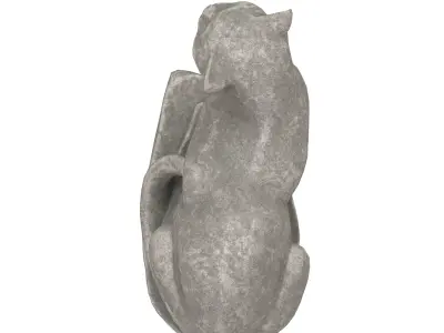 Sitting cat stone statues Low-poly 3D model