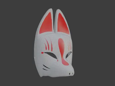 Kitsune masks 2in1 Noh Theatre Mask Japanese  3D model
