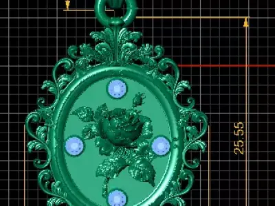 Royal Rose Baroque Medallion Pendant 3D print model