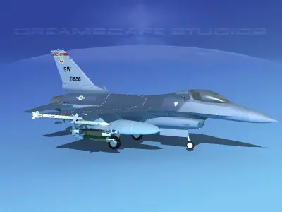 Gen Dyn F-16A Falcon V09 USAF 3D model