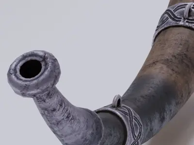 Viking Blowing Horn Low-poly 3D model