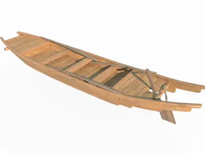 Ancient assault wooden boat 3D model
