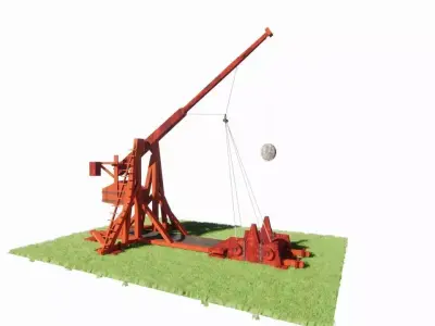 Medieval Catapult 3D model 5