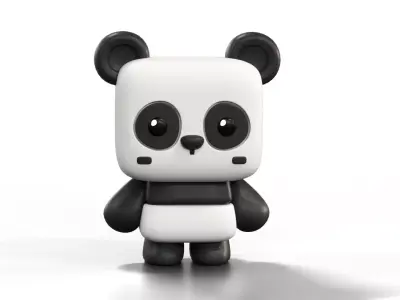 Stylized Cute Panda Character Low-poly 3D model