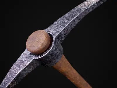 Game Ready Pickaxe wooden tool Low-poly 3D model