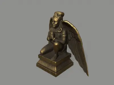 Angel egyptian statue with wings Low-poly 3D model