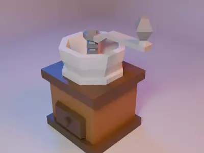 Low Poly Stylized Manual Coffee Grinder Low-poly 3D model
