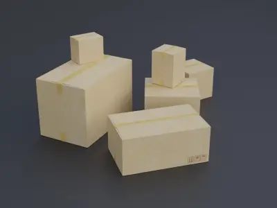 Packaging Boxes Carton Low-poly 3D model
