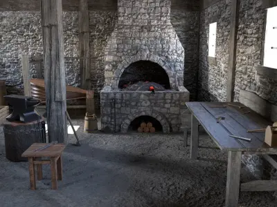 Medieval Armory and Smithy Building 3D model