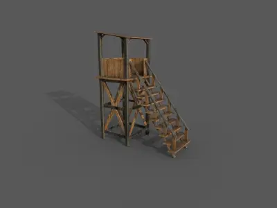 Wooden Guard Tower 3D model Low-poly 3D model