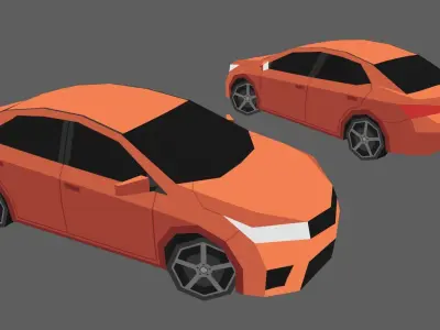 Game-ready car two cars Low-poly 3D model