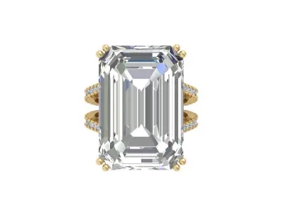 Emerald Art deco Ring 3D print model 30