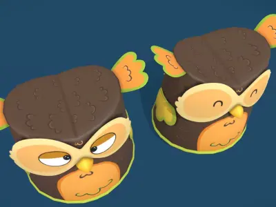 owl cartoon Low-poly 3D model
