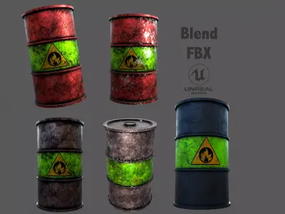 Oil Barrel Low-poly 3D model 6