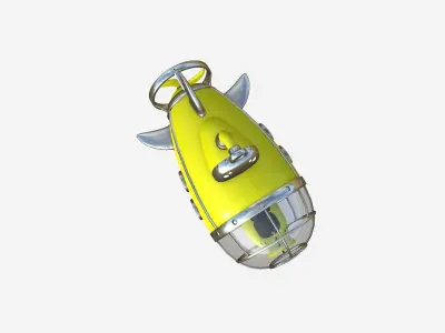 Submarine Cartoon A05 Yellow - Sub Watercraft Vehicle Low-poly 3D model