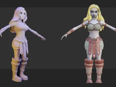 Fantasy Warrior Girl Character-Stylized 3D model