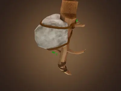 Stone Axe PBR Low-Poly Game READY Low-poly 3D model