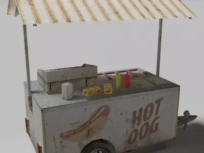 Food Cart Low-poly 3D model get