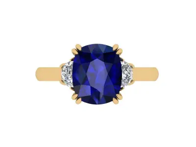 Cushion 3 Stone Bridal Ring 3D print model get