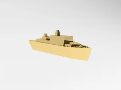 Cartoon Simple Warship v1 005 Low-poly 3D model