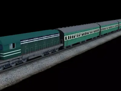 Pakistani Low Poly Train Model Low-poly 3D model