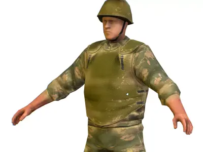 LowPoly Man Old USSR Soldier Low-poly 3D model purchase