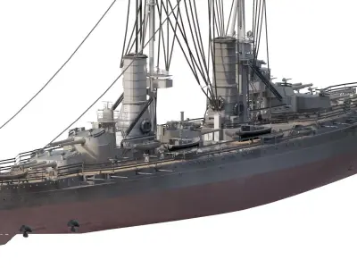 WW1 DETAILED STEAM GENERIC BATTLESHIP 3D model