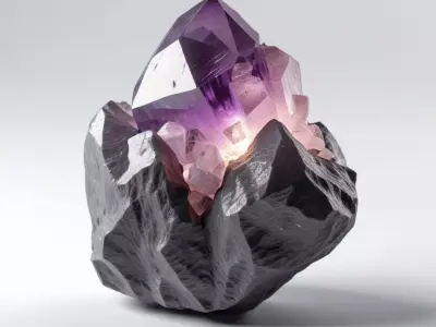 Glowing Amethyst Crystal Geode Formation 3D model