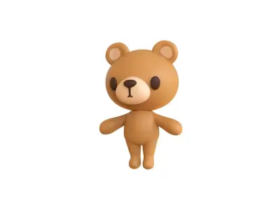 Little animal cute - Cartoon Bear - Character 001 Low-poly 3D model