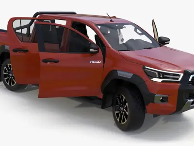 Toyota Hilux 2022 Orange Rigged for Cinema 4D 3D model