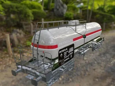 3D Model of Railroad tank wagon 3D model