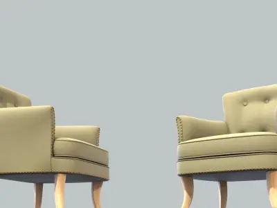 Vintage Chair Heather Grey Wool Upholstery Birch Natural Legs 3D model