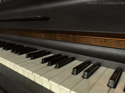 Old piano Low-poly 3D model
