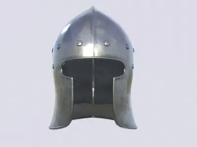 Medieval Barbute Helmet Low-poly 3D model