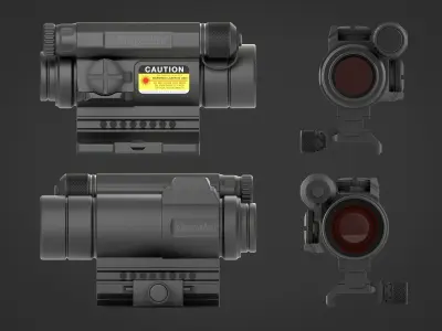 Aimpoint CompM4 - Sniper Aim Sight - AAA PBR Game Ready Low-poly 3D model