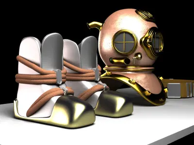 Diver Suit Parts antique Free 3D model