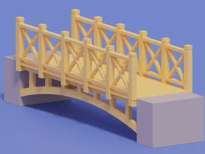 Cartoon Wooden Bridge 3D model purchase